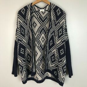 FIRTH Navy Geo Aztec Print Open Cardigan